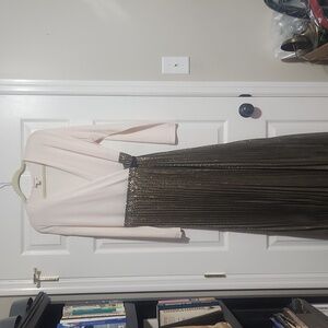 LuLaRoe Cream and Gold Maxi Dress